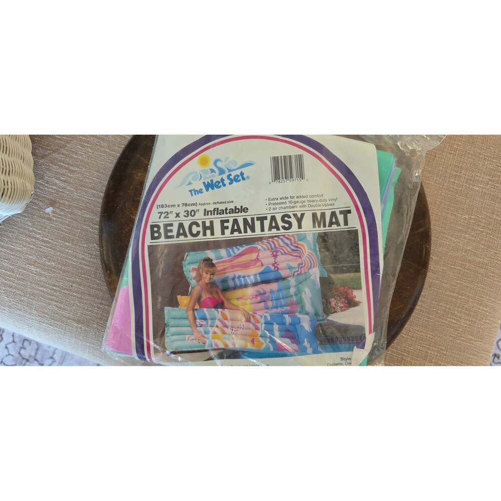 Vintage The Wet Set 72" x 30" Inflatable Beach Fantasy Mat Pool Float Retro New